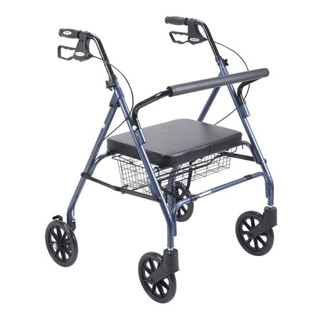 DRIVE MEDICAL Heavy Duty Bariatric Rollator w/ Large Padded Seat, Blue 10215bl-1